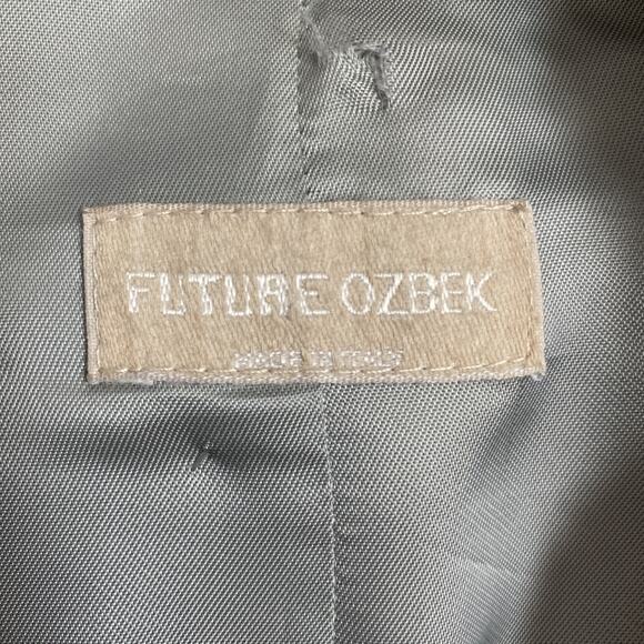 Future Ozbek Jacket Blazer Three button Faux Fur Gray Long Sleeve Notch 14 XL - Picture 7 of 10